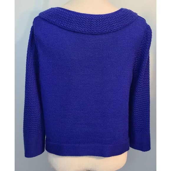R.Q.T. Colbolt Blue Wool Blend 2 Button Knit Cardigan Sweater Womens M Elegant - Picture 2 of 10
